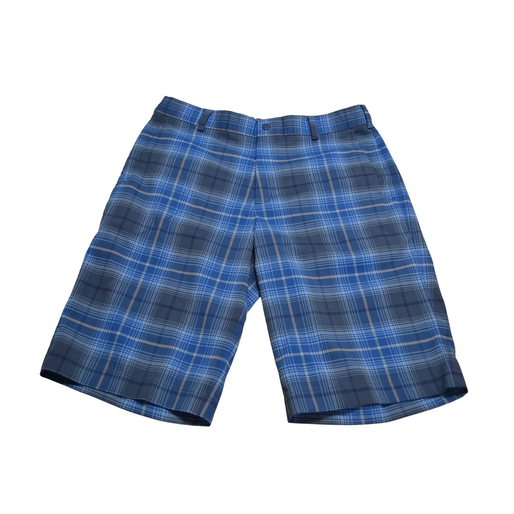 Nike Plaid Dri-FIT Performance Casual Weekend Summer Golf‎ Shorts Blue Plaid